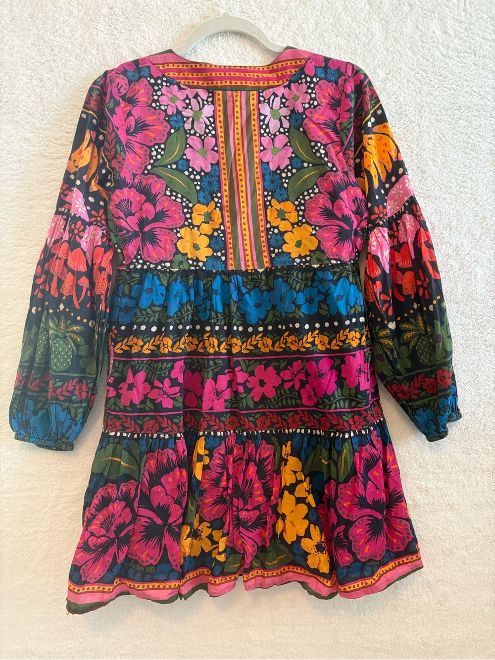 Farm Rio for Anthropologie Floral Puff Sleeve Cotton Tunic Mini Dress Size SP - Picture 6 of 13